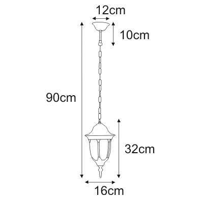 Wisząca LAMPA zewnętrzna Vasco K-5007H/N cz/zł Kaja klasyczna OPRAWA metalowy ZWIS na łańcuchu ogrodowy IP44 czarny złoty zdjęcie 3