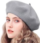 Czapka Damska Beret Z Antenką Francuski Szary
