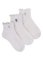 Skarpety krótkie gładkie z haftem kokardki ecru 3PAK 35-38 YOCLUB