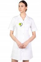 Fartuch medyczny damski krótki rękaw z HAFTOWANYM TWOIM LOGO 10 sztuk