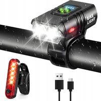 LAMPKA ROWEROWA PRZEDNIA I TYLNA LED MOCNA AKUMULATOROWA DO ROWERU ZESTAW