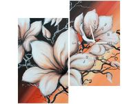 60X60 KWADRAT ZEGAR OBRAZ MAGNOLIA SUNSET KWIATY ZACHÓD SŁOŃCA OBRAZ