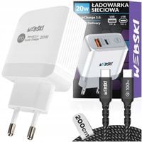 SZYBKA MOCNA ŁADOWARKA SIECIOWA DO TELEFONU USB C QC PD Z DŁUGIM KABLEM 2m