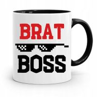 Kubek Czarny Prezent Dla Brata Braciszka Brat Boss Z Nadrukiem Ze Zdjęciem