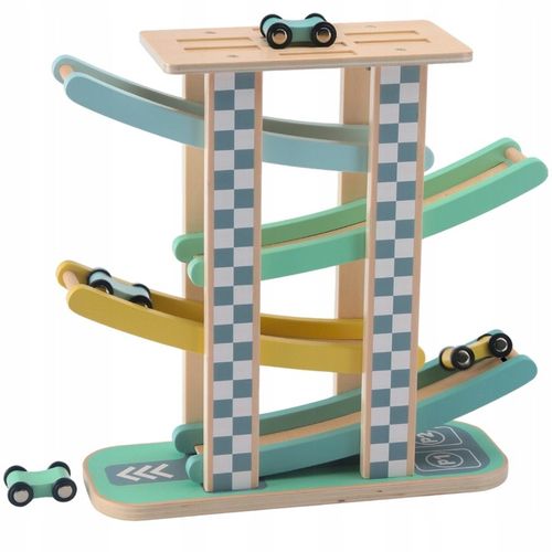 MERKAN Zestaw Drewniana Zjeżdżalnia Tor Dla Samochodzików 4 Piętra na Arena.pl
