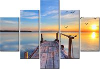 70 100CM OBRAZ 5 ELEM DREWNIANY POMOST DRUK PŁÓTNO