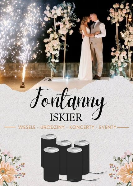 Zestaw 5 fontann Iskier 3 metry 30 sek - DJ, Wesele, Pierwszy taniec, Tort zdjęcie 2