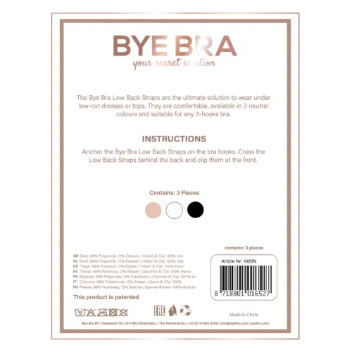 bye bra flexible low back straps 3 haftki czarny/biały regulowane na Arena.pl
