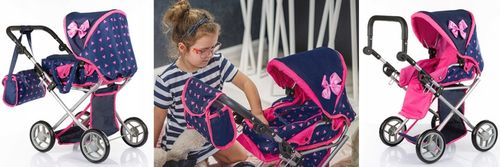 WÓZEK DLA LALEK GŁĘBOKI SPACERÓWKA GONDOLA 3w1 KINDERPLAY TORBA POŚCIEL na Arena.pl