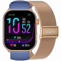 smartwatch damski gravity gt28-8 pasek + bransoleta różowe złoto granatowy