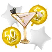Zestaw balonów na 50 urodziny złote Martini