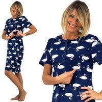 KOSZULA NOCNA piżama tunika rozpinana z dekoltem zapinanym na 4 guziki M