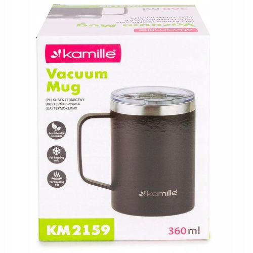 KUBEK TERMICZNY stalowy TERMOS do kawy herbaty z uchwytem KAMILLE 360ml na Arena.pl