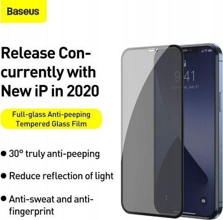 Baseus 2x Szkło Prywatyzujące do iPhone 12 Mini zdjęcie 9