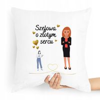 Poduszka Prezent Dla Szefa O Złotym Sercu Z Nadrukiem Ze Zdjęciem Z Nadruki