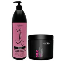 JOANNA Zestaw wygładzający do włosów Szampon Maska SILK Jedwab 1000ml 500g