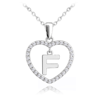 MINET Srebrny naszyjnik litera w sercu „F” z cyrkoniami