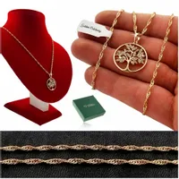 PIĘKNY ZŁOTY ŁAŃCUSZEK DRZEWKO SZCZĘŚCIA Z CYRKONIAMI 18K PREZENT DLA NIEJ