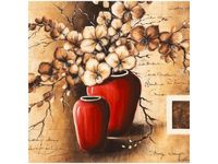 50X50CM OBRAZ KWIATY WAZONIE STORCZYKI DREWNO