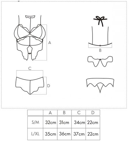 KOMPLET BIELIZNY TOP+CHOKER KORONKA STRINGI S/M na Arena.pl