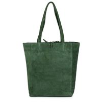 VERA PELLE torebka zamszowa shopper z rzemykami na ramię V462 c.zielona