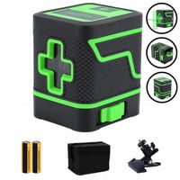 POZIOMICA LASEROWA LASER KRZYŻOWY SAMOPOZIOM ZESTAW BATERIE KLAMRA 360° 25M