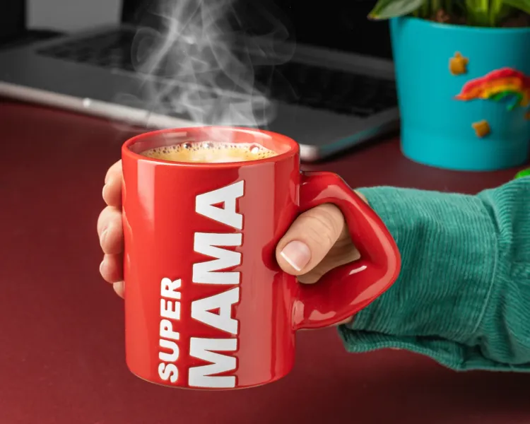Czerwony Kubek z Napisem - SUPER MAMA zdjęcie 3