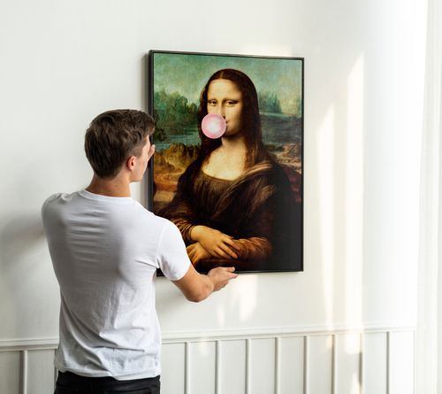 Plakat portret mona lisa z balonem pop art 40x50 cm w czarnej ramie na Arena.pl