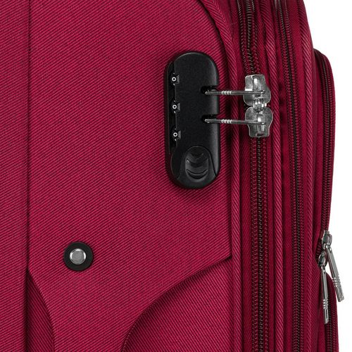 Duża walizka z wytrzymałej tkaniny poliestrowej w czerwono-niebieskim kolor na Arena.pl