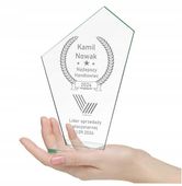 Prezent Podziękowanie Statuetka Szklana z Grawerem Puchar Trofeum