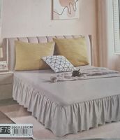 Szare luksusowe prześcieradło z falbanką