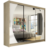 Szafa przesuwna Aston V z lustrem 250cm - garderoba - SONOMA+ BIAŁY