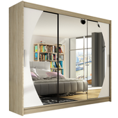Szafa przesuwna Aston V z lustrem 250cm - garderoba - SONOMA+ BIAŁY