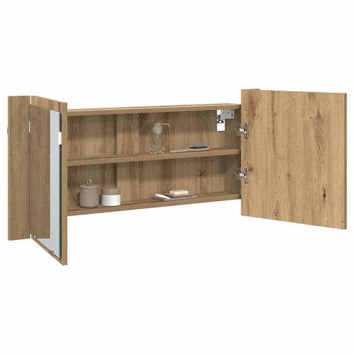 Lustro LED w szafce z półką dąb artisan 100 x 12 x 45 cm na Arena.pl