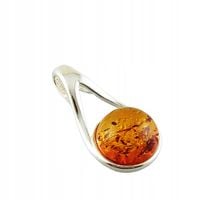 Minimalistyczna srebrna zawieszka z bursztynem