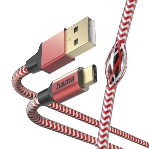 Kabel USB HAMA Ładujący/Data Reflected USB-C USB-A 1.5m Czerwony 201559 na Arena.pl