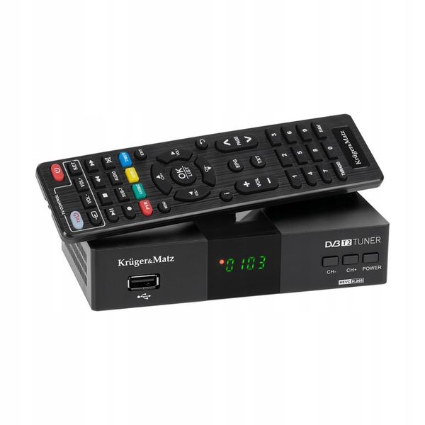 Kruger&Matz KM0550D Tuner TV dekoder cyfrowy DVB-T2 z pilotem zdjęcie 1