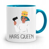 Kubek Błękitny Prezent Dla Fryzjerki Hairs Queen Z Nadrukiem Ze Zdjęciem