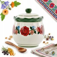 CERAMICZNY POJEMNIK NA ŻYWNOŚĆ SŁODYCZE KUCHENNY Z POKRYWKĄ 1 L HALINKA