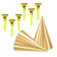 Zestaw akcesoriów czapeczki, gwizdki - złote