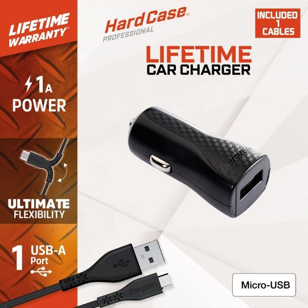 Energizer HardCase - Ładowarka samochodowa USB-A 1A + Kabel Micro USB (Czarny) zdjęcie 2
