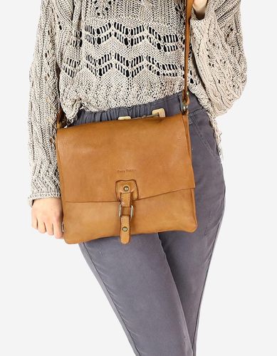 Torebka skórzana listonoszka stylowy minimalizm ala messenger leather bag - MARCO MAZZINI camel na Arena.pl