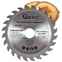 PIŁA TARCZA WIDIOWA DO CIĘCIA DREWNA 125x22 24 ZĘBY TNĄCE GEKO G00105