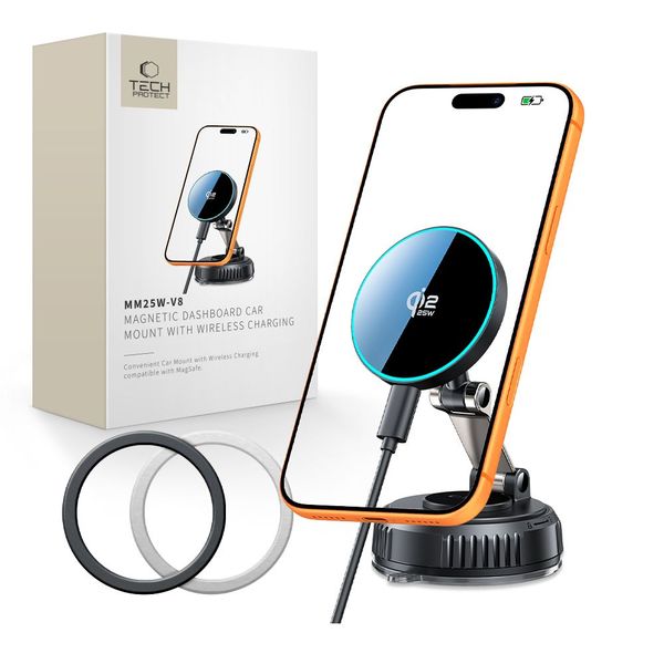 tech-protect v8 magnetic magsafe windshield & dashboard car mount zdjęcie 1