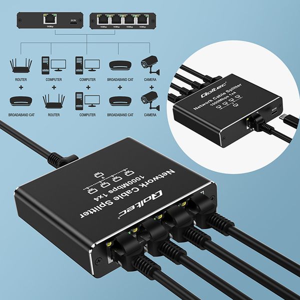 Qoltec Splitter Ethernet 1x4 RJ45 1000Mb/s USB-C zdjęcie 9