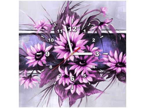 40X40CM ZEGAR SŁONECZNIKI FIOLECIE OBRAZ na Arena.pl