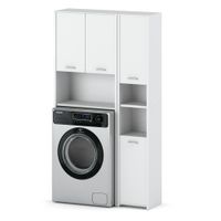 Zestaw Łazienkowy Hugo Szafka Stojąca Nad Pralkę Nowoczesny Słupek Biały