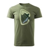 Koszulka z górami w góry karabińczyk trekkingowa męska khaki REGULAR L