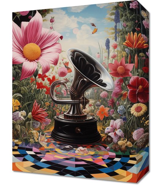 Obraz 30x40cm Gramofon w Kwiatach zdjęcie 1