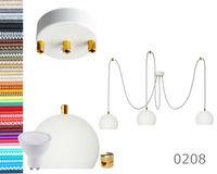 LAMPA kula biała z mosiądzem pająk 3 wisząca + GU10